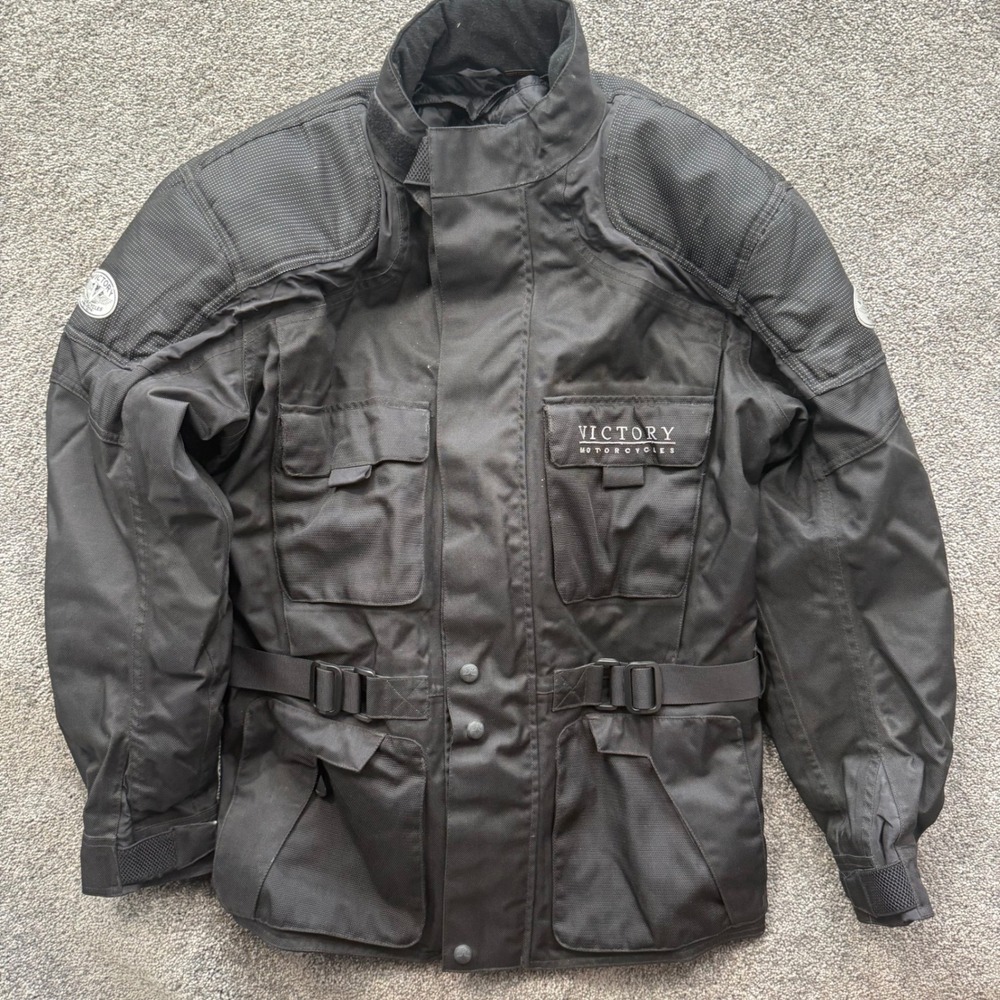 Victory Motorcycles Polaris Mens Black Textile Riding Jacket Large Padded Coat